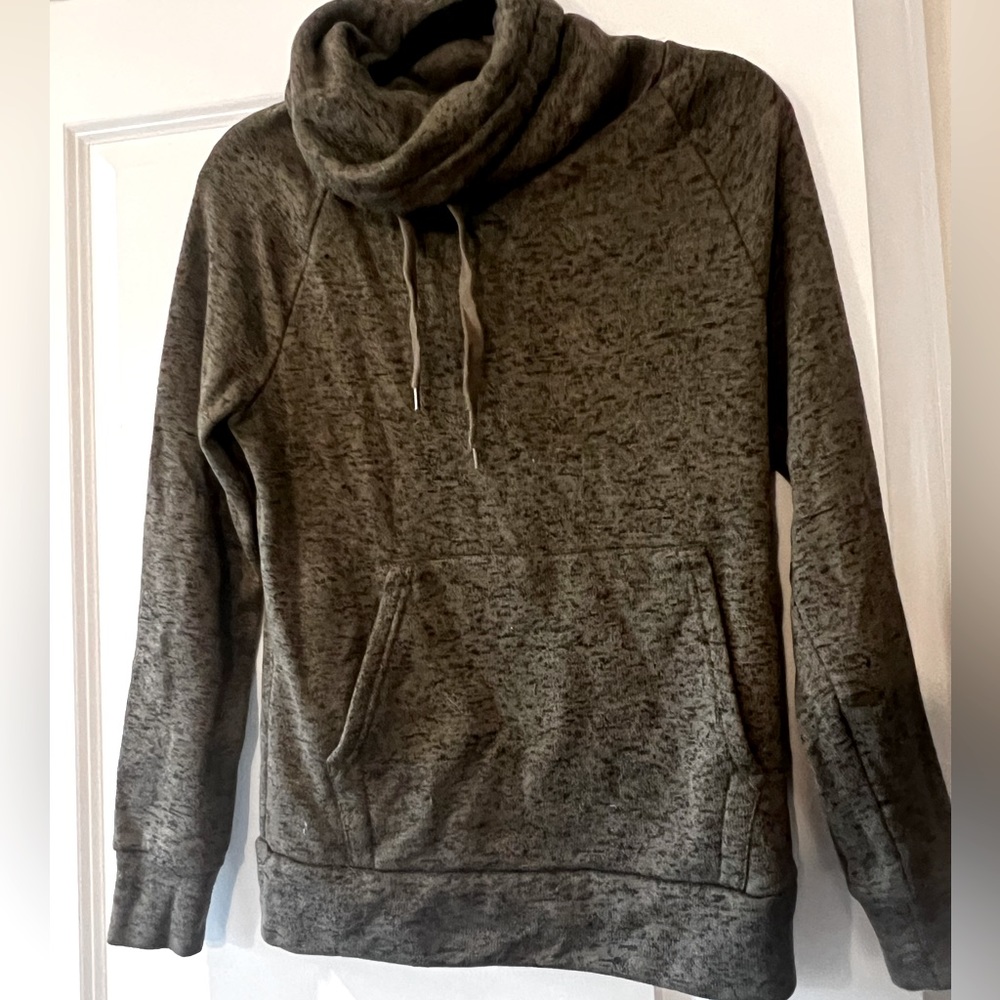 Olive green/Grey Cowl/Turtleneck Sweatshirt